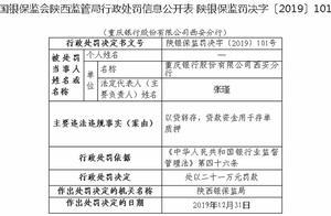 重庆银行西安分行违法遭罚 贷款资金用于存单质押